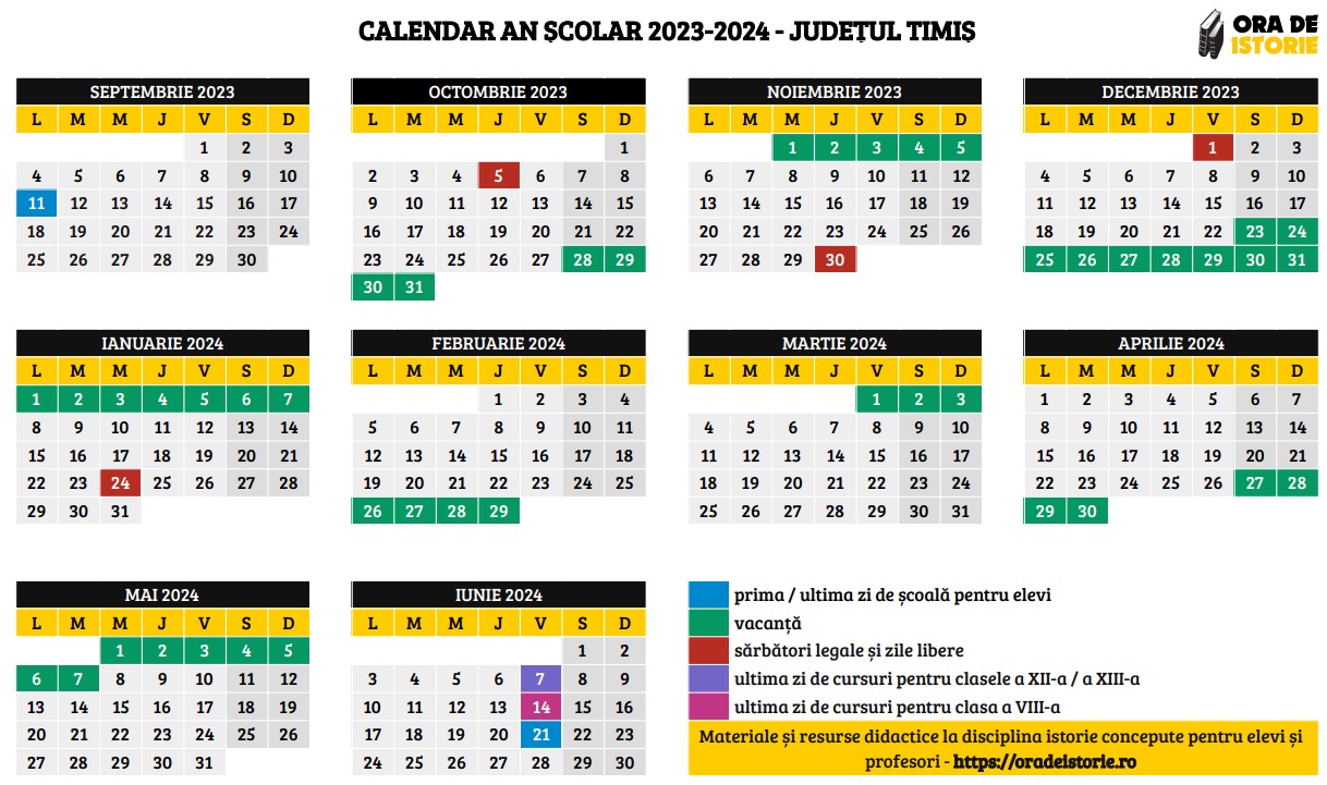 Calendar an scolar 2023-2024 - jud TIMIS
